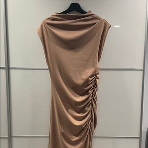 Anthropologie Asymmetrical Tan Dress